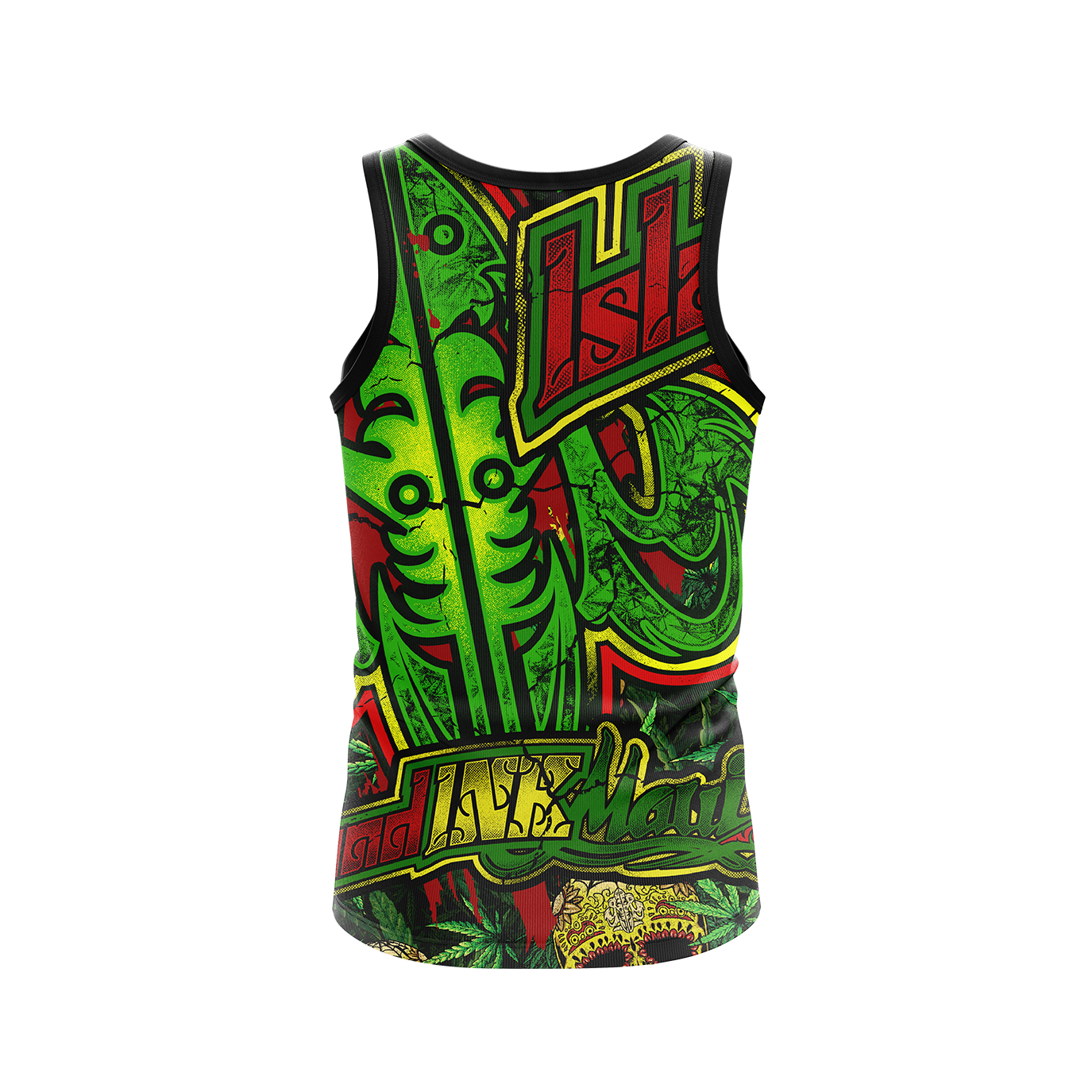 Men's Rasta Skull & Surfboard tank top with bindings