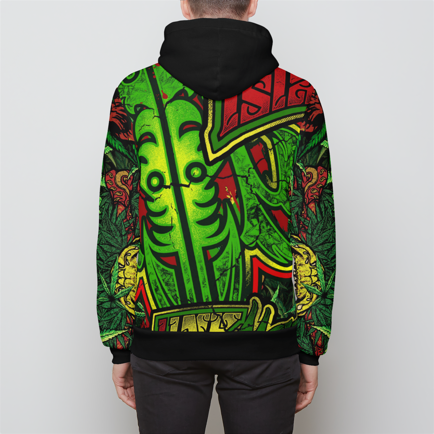 Rasta Skull Zip Up Hoodie