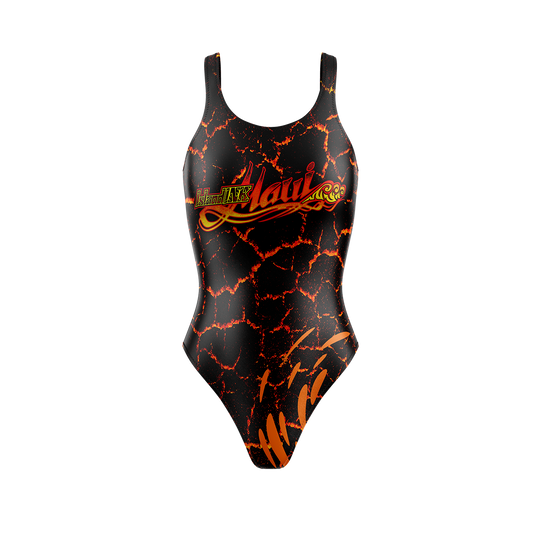 Women's Lava Flow high cut retro one piece swim suit