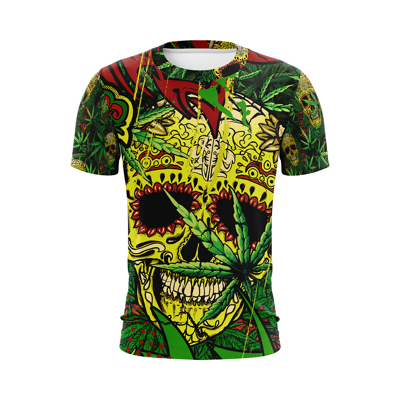 Men's Rasta Skull T-Shirt "Birds Eye Material"