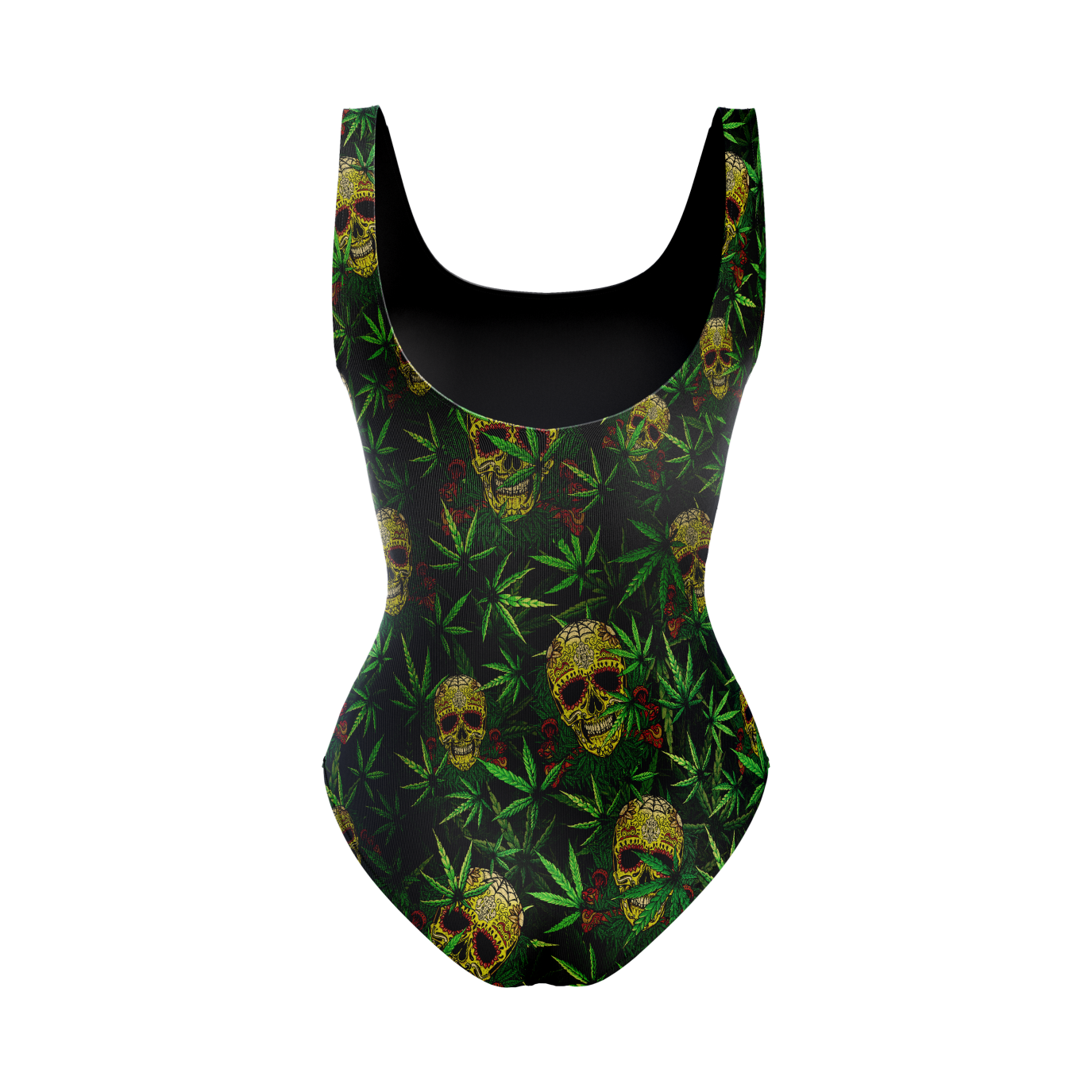 Women's Rasta Skull & Surfboard classic standard cut one piece swim suit