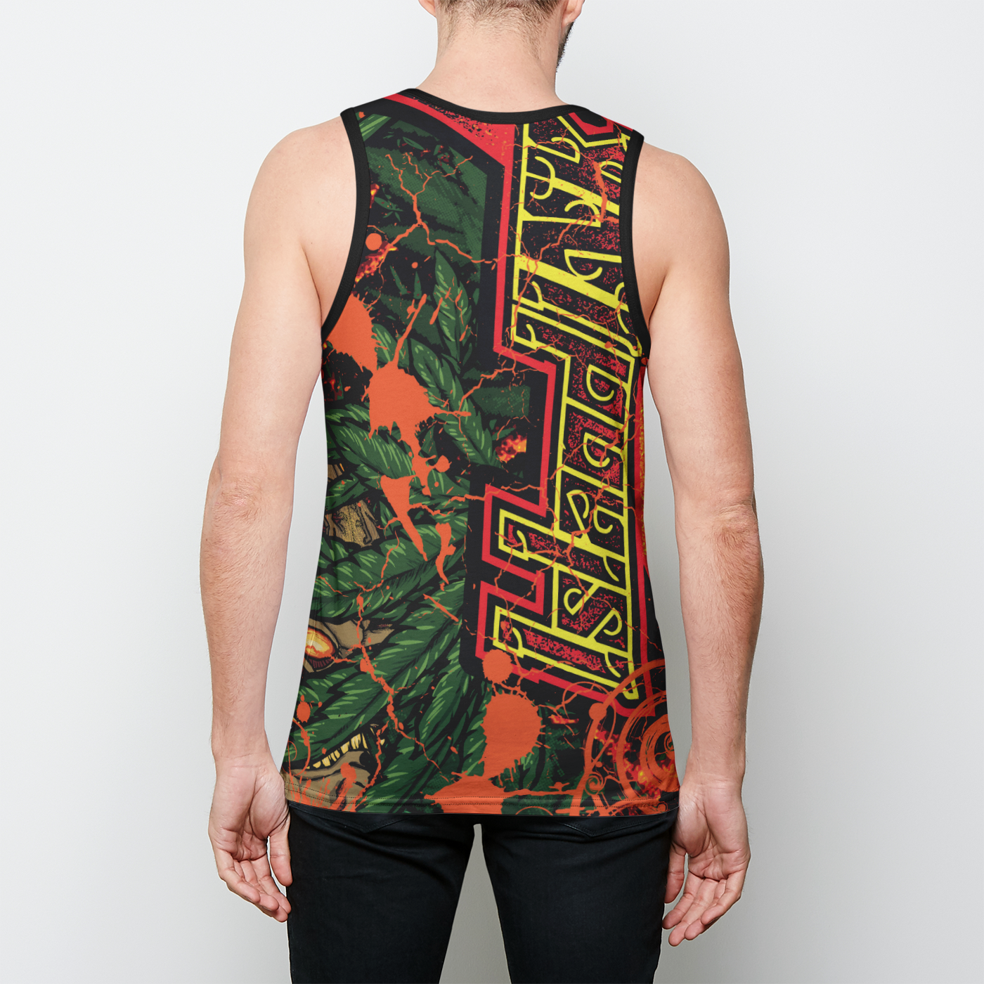 Men's Rasta Tiki Man tank top with bindings