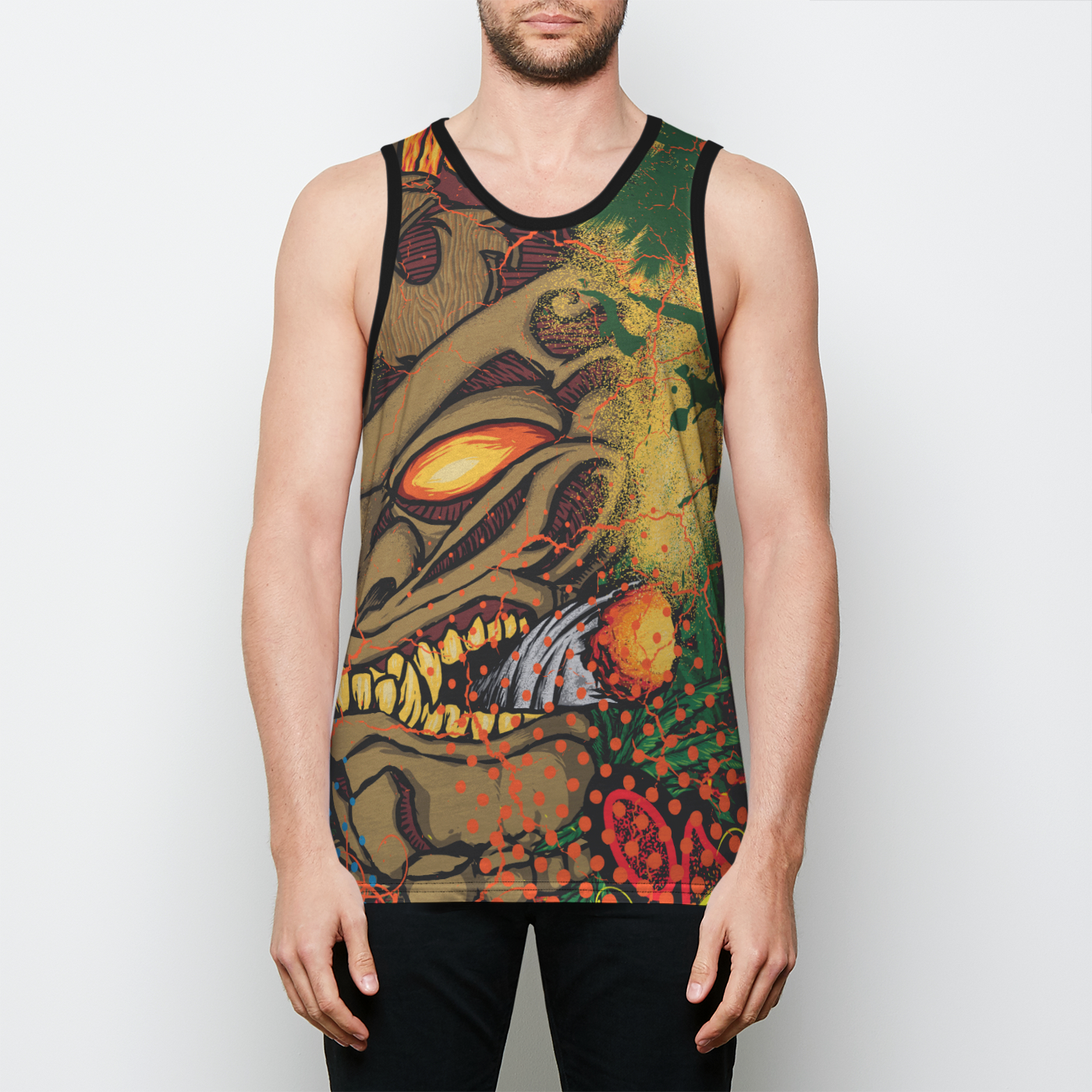 Men's Rasta Tiki Man tank top with bindings