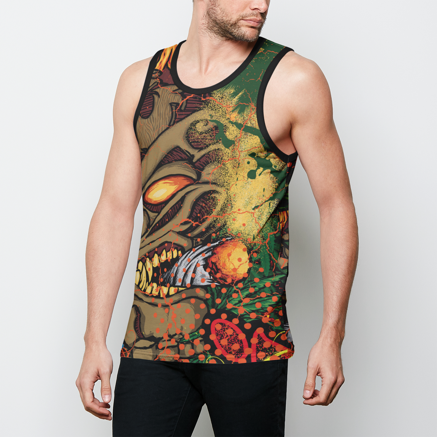 Men's Rasta Tiki Man tank top with bindings
