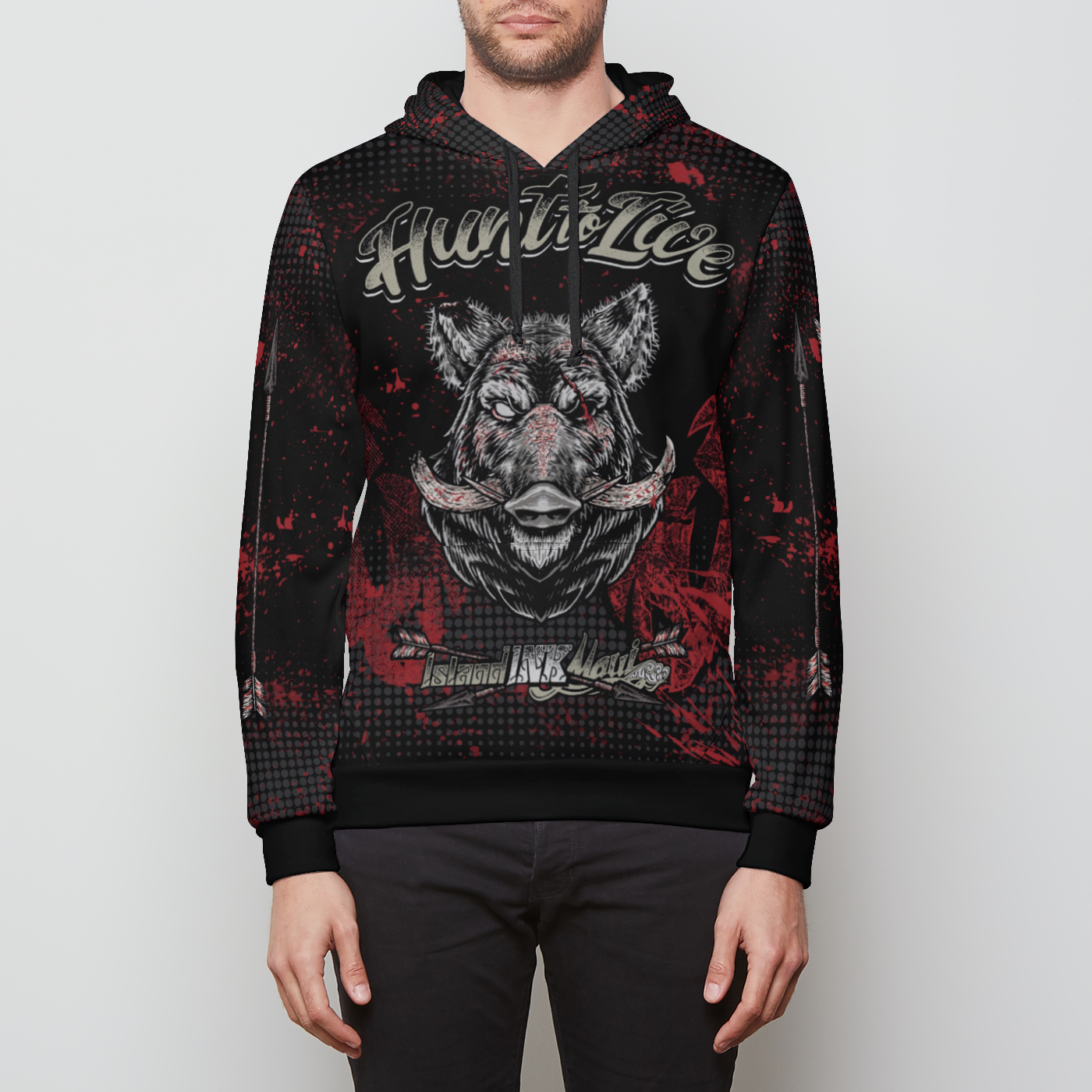 Boar Head Hunt to Live Pull Over Hoodie