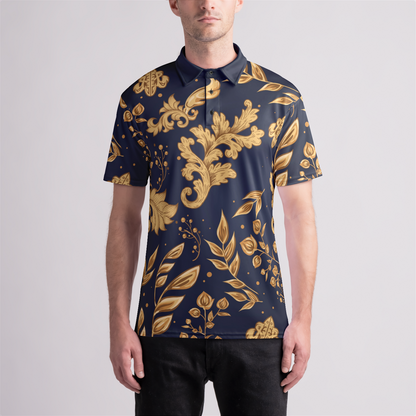 Men's Floral Swirl Polo "NAVY"