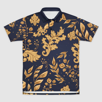 Men's Floral Swirl Polo "NAVY"