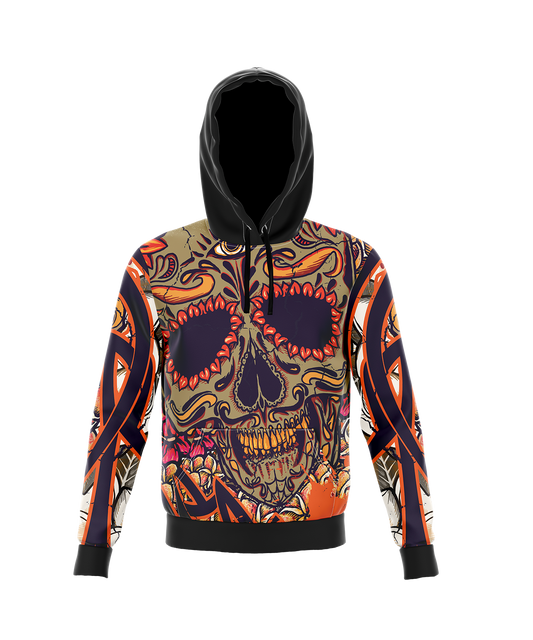 Plumeria Skull Pull Over Hoodie