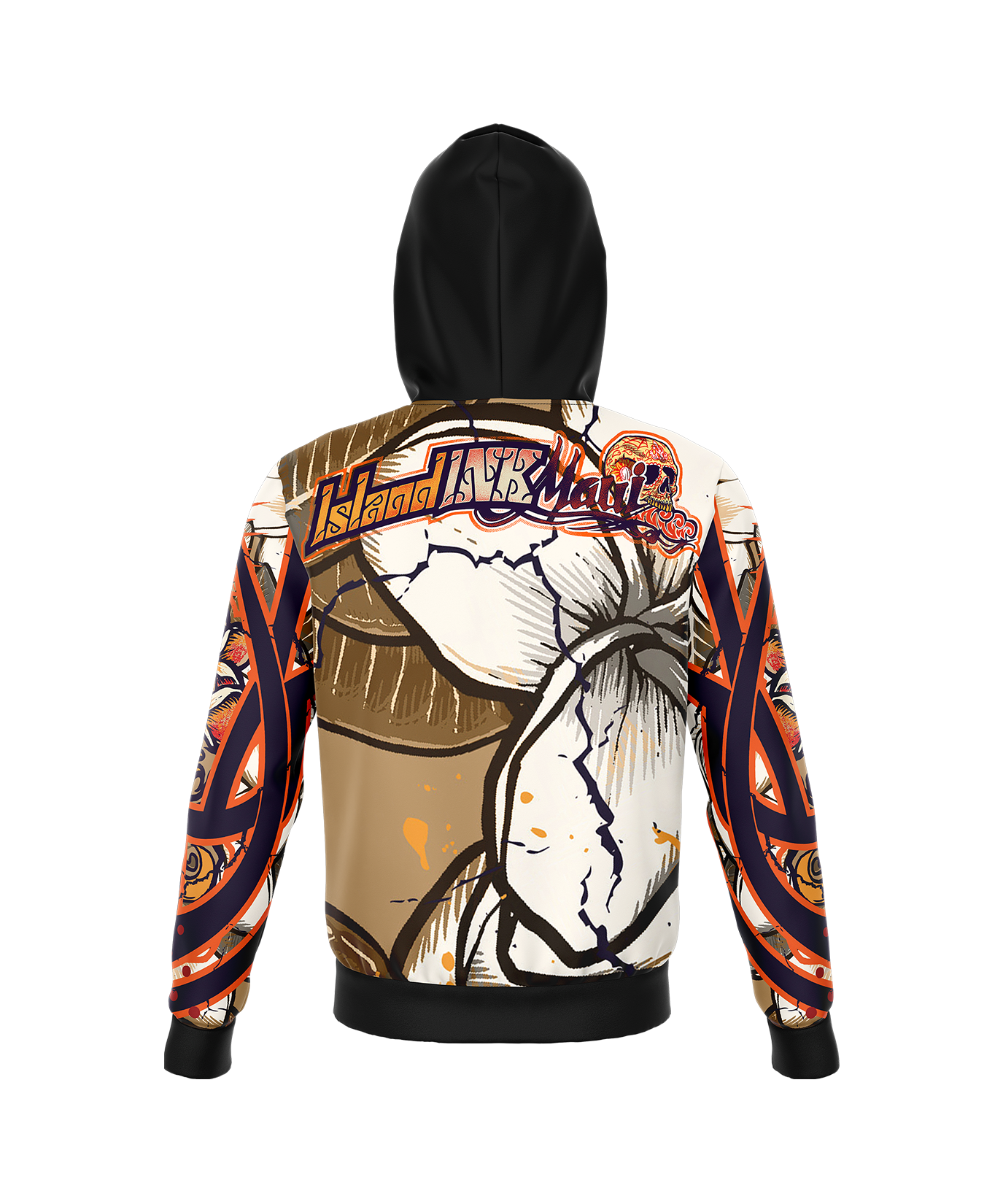 Plumeria Skull Zip Up Hoodie