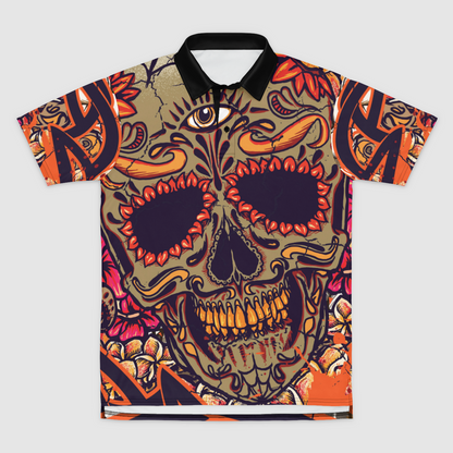 Men's Plumeria Skull Polo