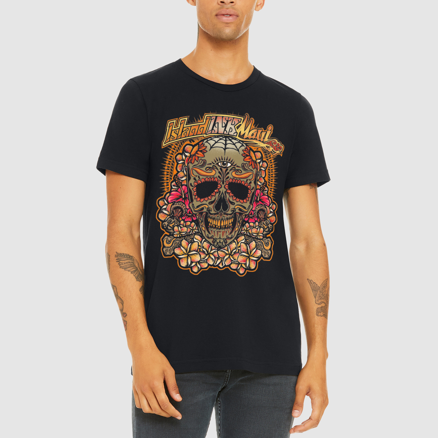 Men's Plumeria Candy Skull Graphic Tee