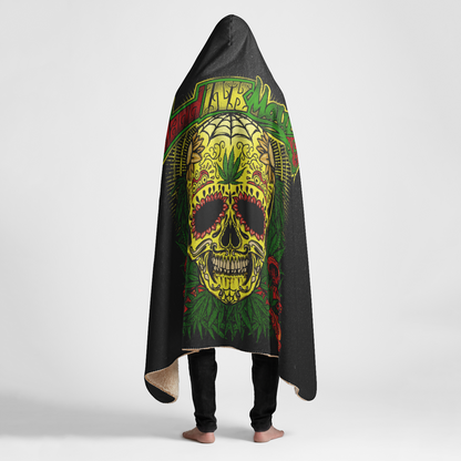 Rasta Skull Large Hooded Sherpa Blanket 60x80