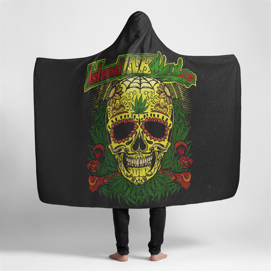 Rasta Skull Large Hooded Sherpa Blanket 60x80