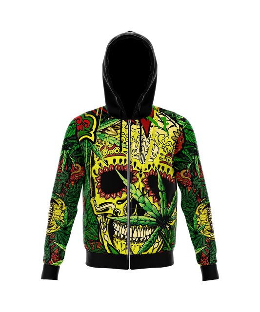 Rasta Skull Zip Up Hoodie