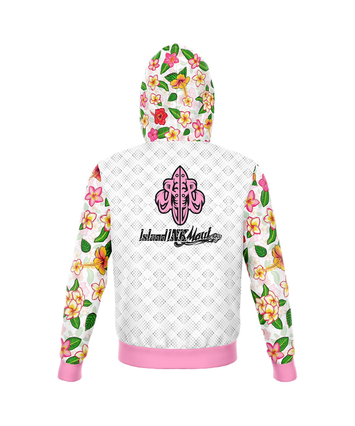Island Ink White Flower Pull Over Hoodie