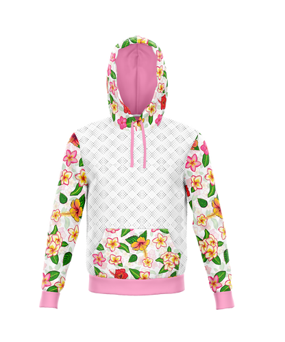 Island Ink White Flower Pull Over Hoodie